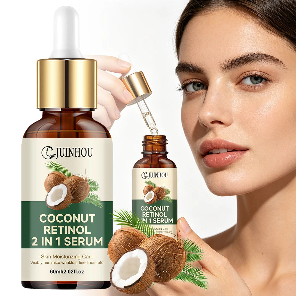 JUINHOU Natural Coconut Oil Face Serum Hydrating Moisturizer Skin Reduce Dryness Gentle Daily Skin Care Serum For All Skin Types