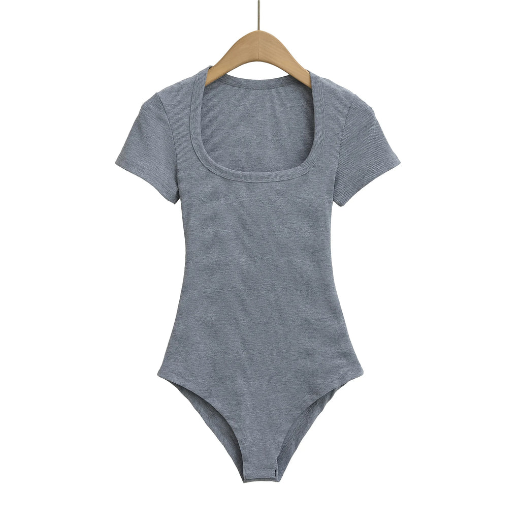 Slim Short Sleeve Women's Sexy Clothing Retro Jumpsuit Pullover Bodysuit Top Sexy Bodysuit