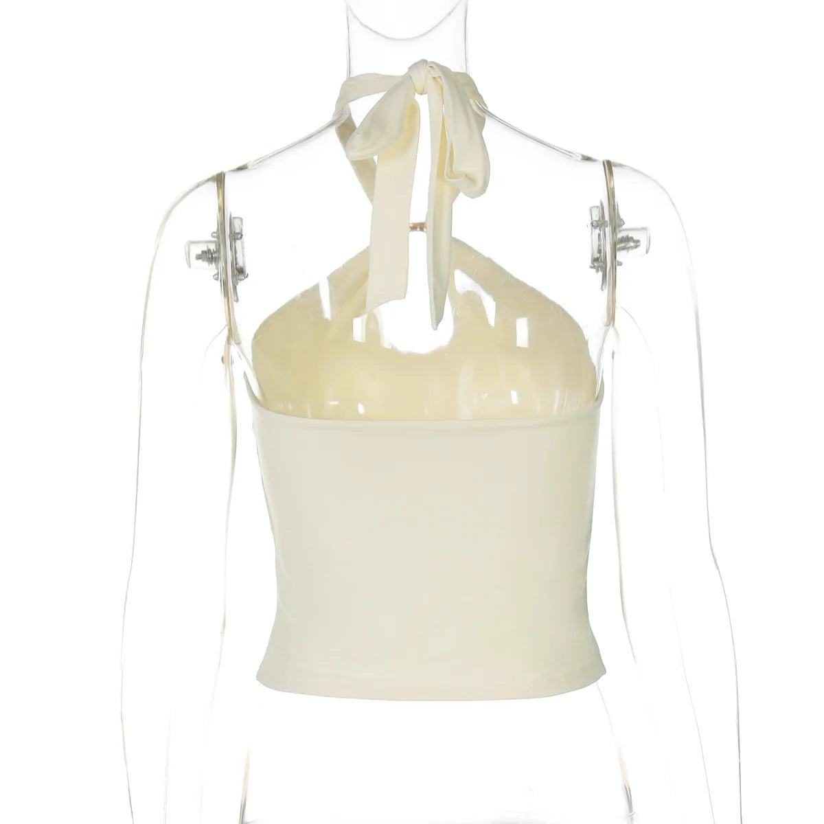 Women Fashion Halter Solid Loop Backless Bandage Sexy Crop Tank Top 2026 Summer Casual Clothes Streetwear Vacation Club Style