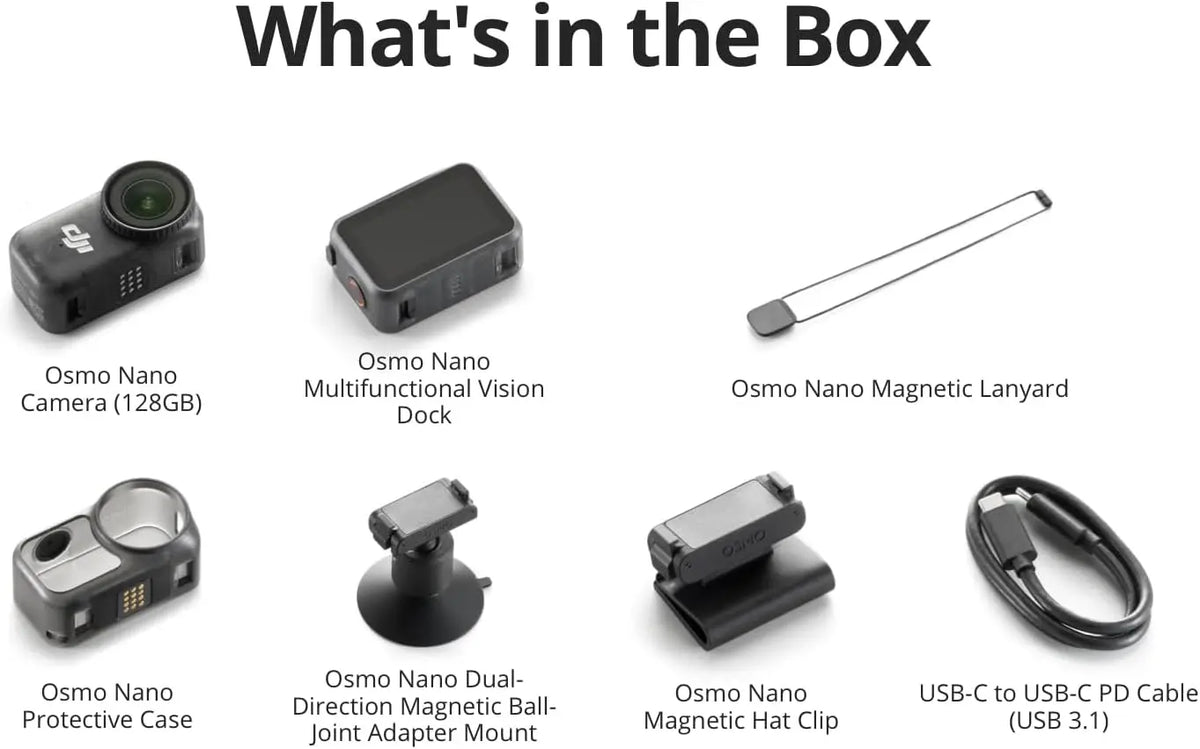 Refurbish Open Box DJI Osmo Nano Camera Combo -Small 4K/60fps Vlogging Camera 1/1.3'' Sensor 143° Wide FOV Video 200-Min Recording Swift Transfer Magnetic POV 4K Sports Vlog Camera ﻿