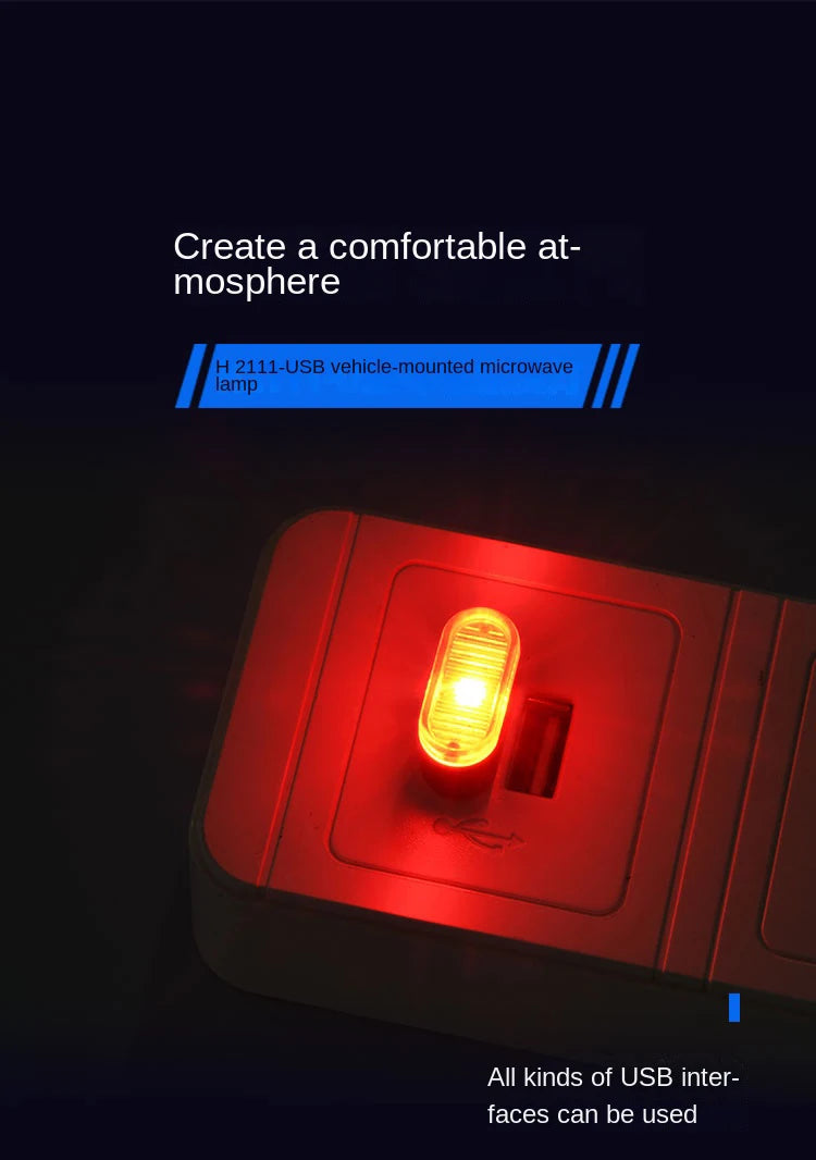 Mini LED Car Light Auto Interior Atmosphere USB Light Decor Plug And Play Lamp Emergency Lighting PC Auto Products