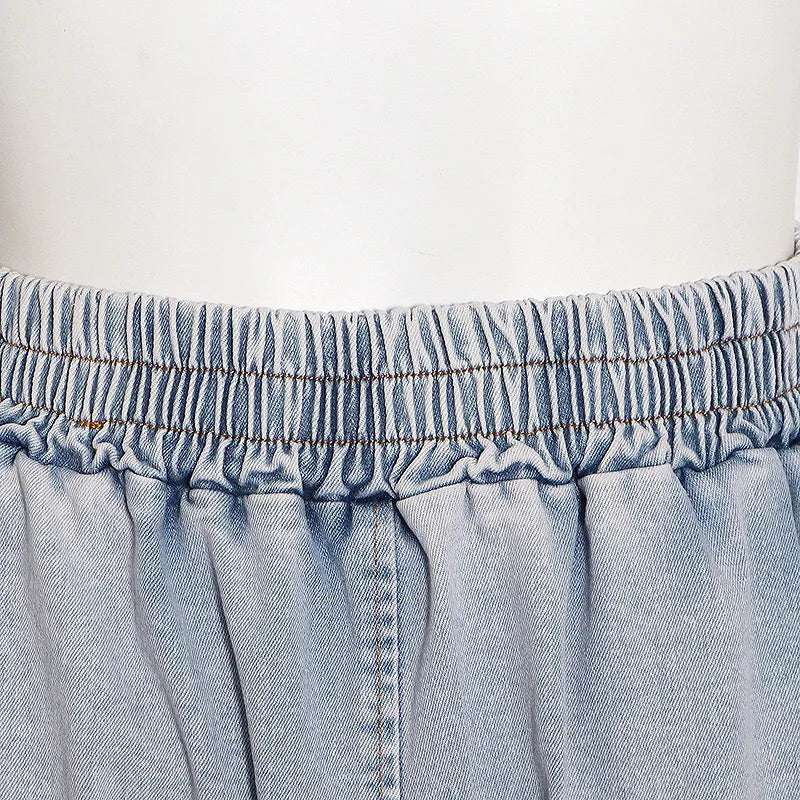 2 Piece Set Women Denim Ensemble Strapless Top Sleeveless Backless Zipper Elastic Waist Jeans Suit Streetwear 2025 Sexy Outfits