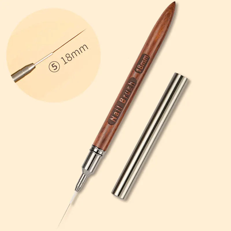 Nails Art Liner Brushes Wooden Handle Phototherapy Acrylic UV Gel Brush for Elongated Lines Painting Professional Manicure Tool