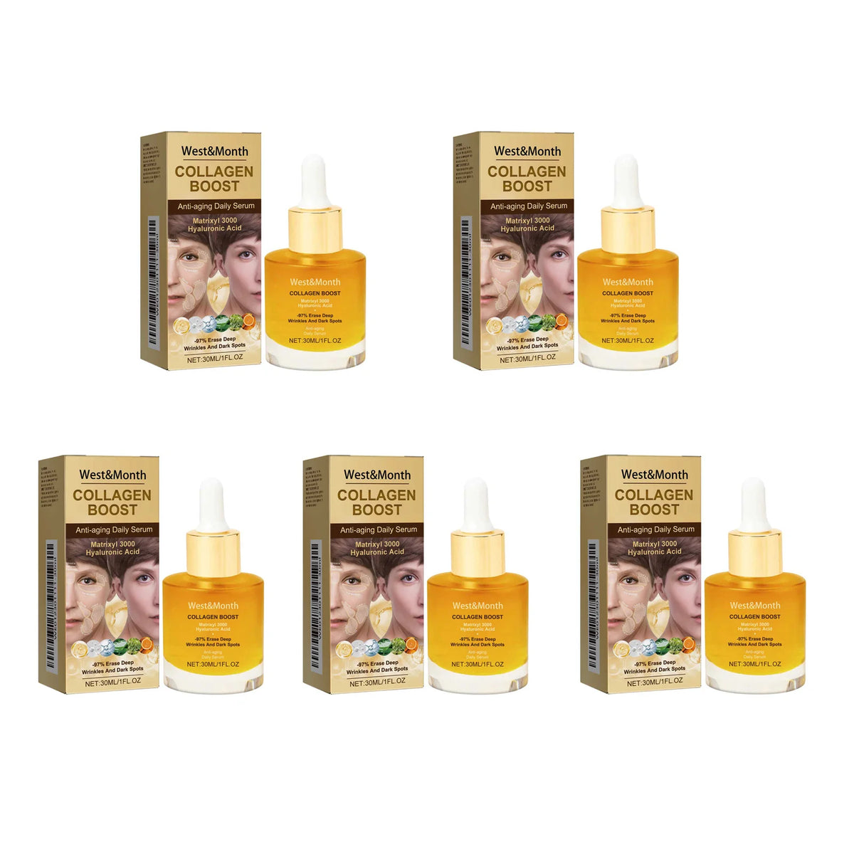 Collagen Face Serum Hydrating Tightening Smoothing Nourishing Brightening Face Skin Fade Fine Lines Anti-Aging Face Essence