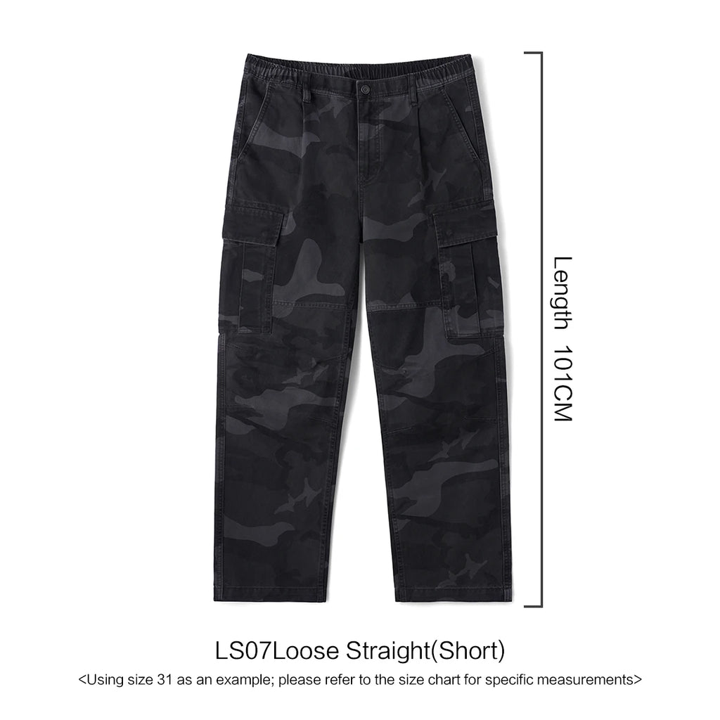 SIMWOOD 2026 Autumn Winter New Loose Straight 300gsm 100% Cotton Fabric Camouflage Cargo Pants Washed Vintage Outdoor Trousers