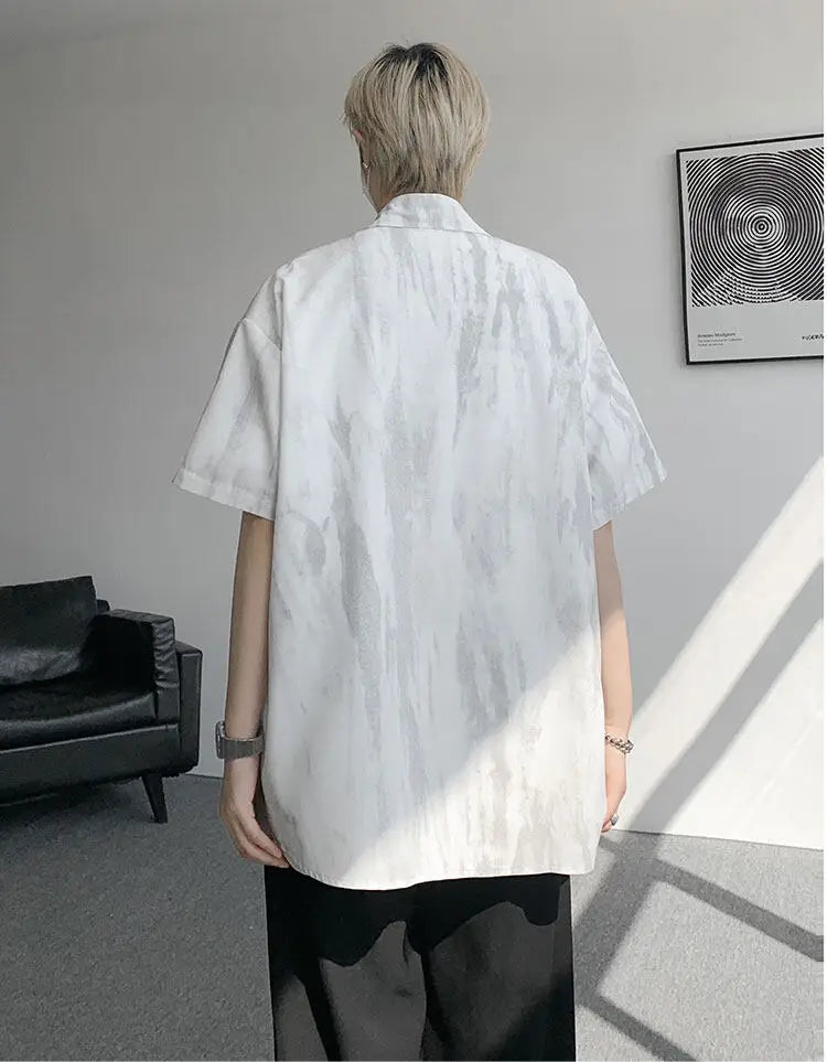 LEGIBLE Spring Summer Solid Shirts Men Casual Oversized Three Quarter Shirts Male Loose Fit Shirt for Man