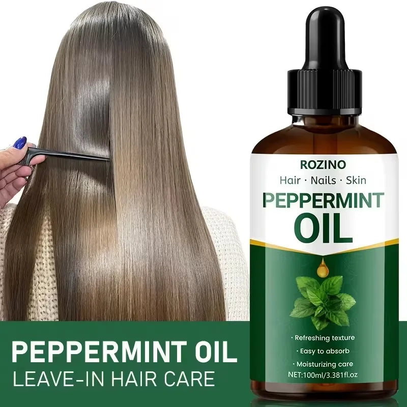 ROZINO Peppermint Oil 3Pcs 100ml Natural Plant Oil, Multi-use Moisturizing Care Oil for Hair, Nails & Skin, Refreshing Massage Body Oil for Aromatherapy & DIY Cosmetics