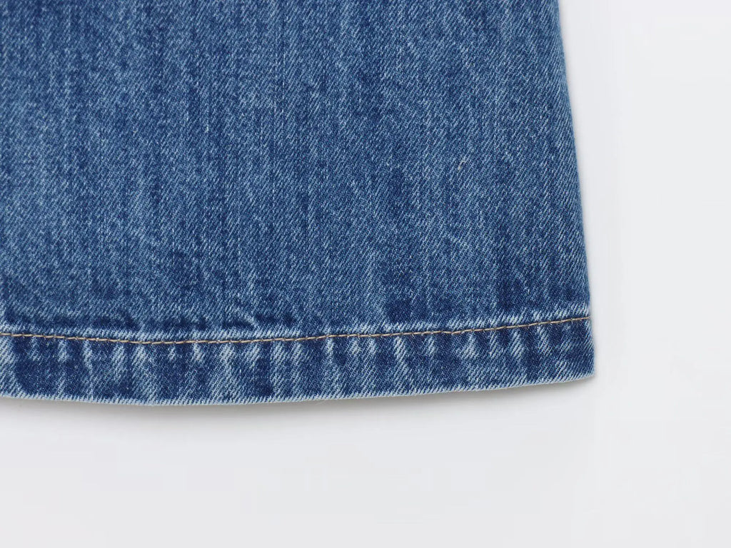 Women Denim Short Dress Round Neck Sleeveless Vest Style Single Breasted Design Solid Color Simple Daily Casual Versatile Dress