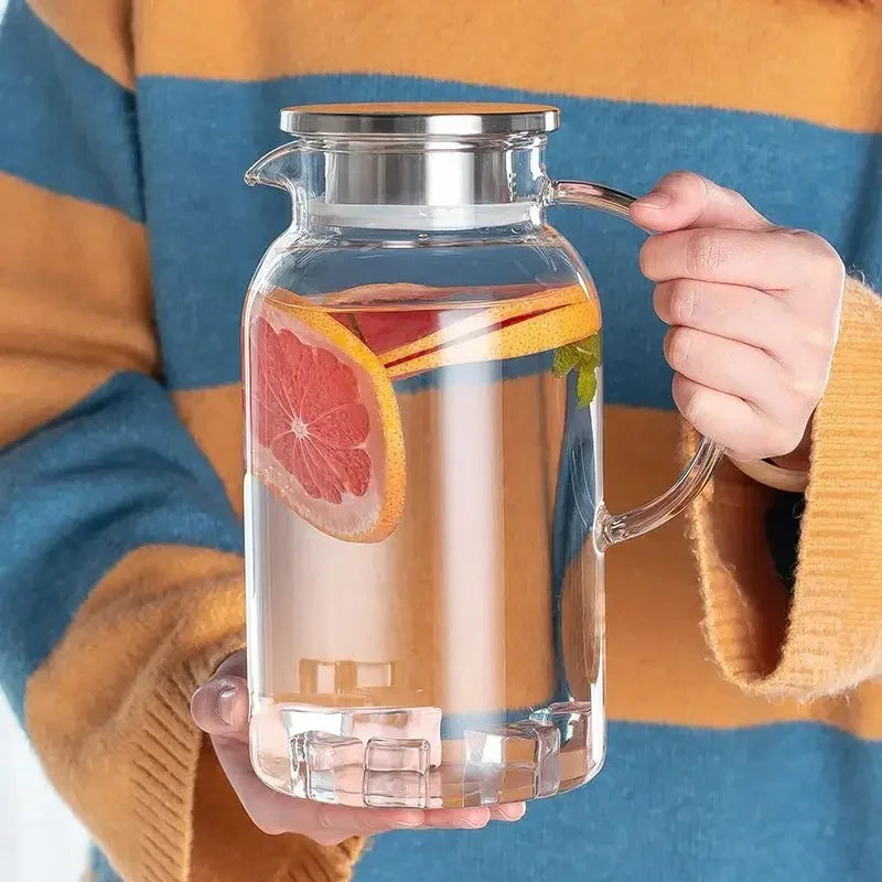 Heat Resistant Glass Cold Water Jug, Fruit Juice Pitcher, Coffee, Afternoon Tea, Flower Tea Pot, Large, Household Drinkware