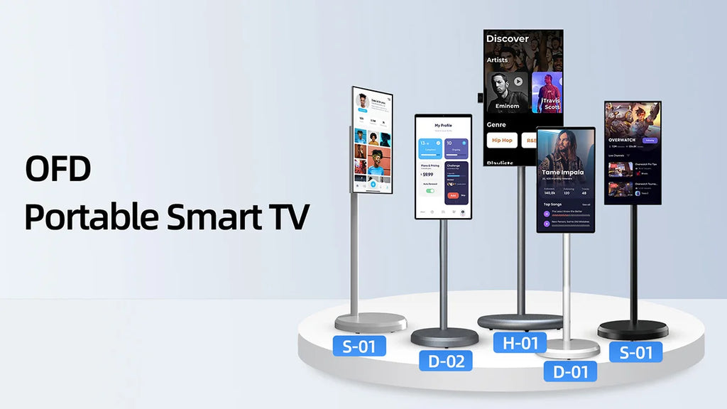 21.5 Inch Portable Smart TV With Touch Screen Display And Interactive LCD Monitor Movable Televisions And Camera