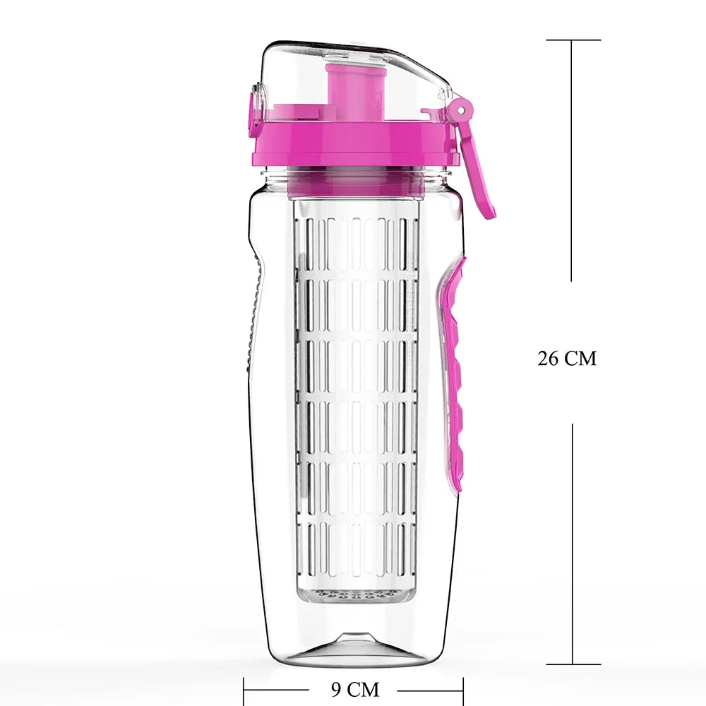 32 OZ Fruit Infuser Water Bottle BPA Free Sports Bottle Tritan Leakproof Plastic Fruit Water Bottle for Gym Camping Travel