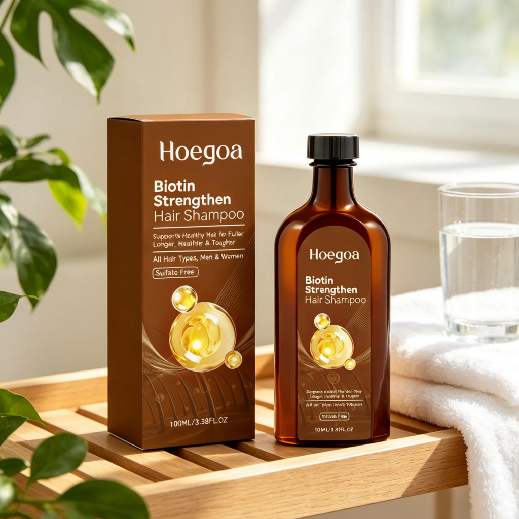 Hoegoa Thickening Hair Shampoo Gentle Cleansing Deep Moisturizing Scalp Refreshing Lightweight Hair Strengthening Shampoo 100ml