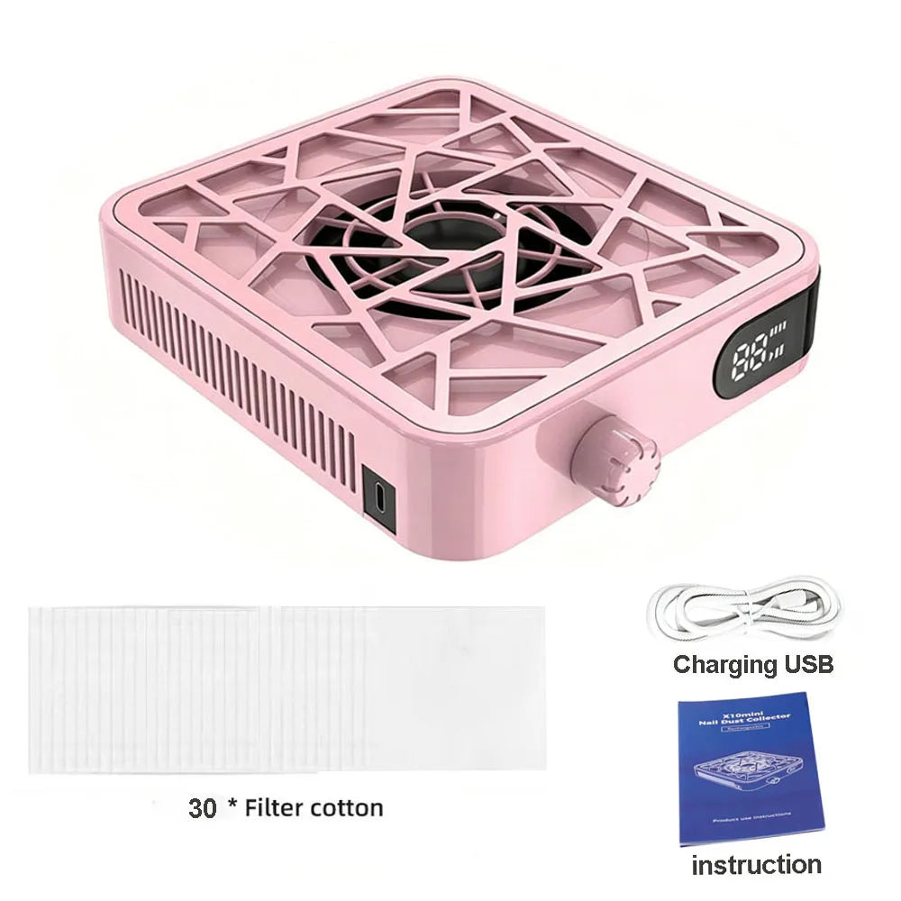 Nail Dust Collector Aspirador De Unas Profesional Rechargeable Powerful Nail Vacuum Machine with Adjustable Suction Low Noise