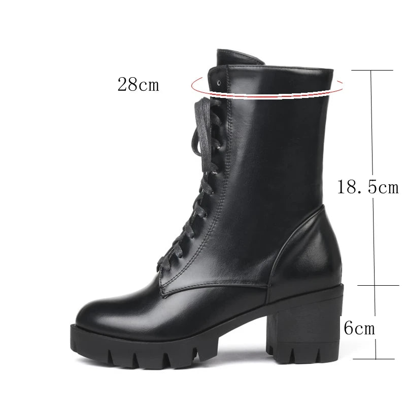 SIMLOVEYO Rubber Lace Up Black Autumn Chunky Boots big size 46 Ankle Boots Women Platform Shoes Ladies shoes women shoes Hot