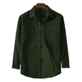New spring and autumn men's corduroy long-sleeved double-pocket solid color casual men's top button lapel fashion