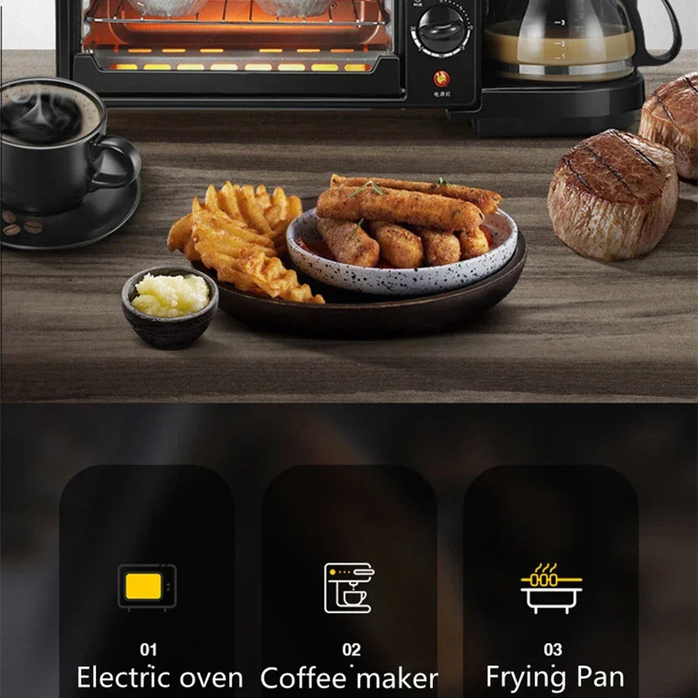3 in 1 Breakfast Machine. Toaster. Coffee Machine. Oven. Kitchen Oven. Kitchen Appliances.