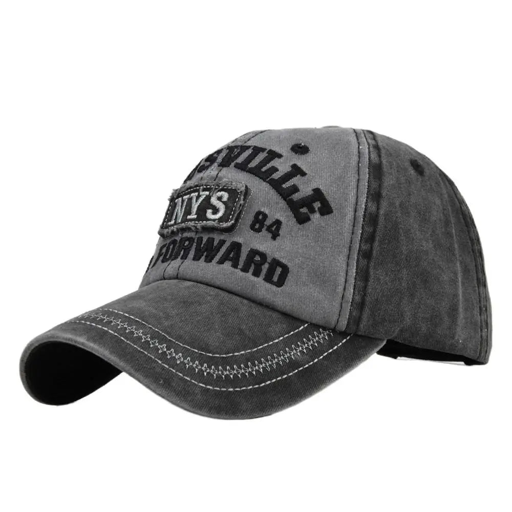 Fashion Hip Hop NYS Patch Embroidery Baseball Caps Adjustable Frayed Denim Sunscreen Hats Vintage Snapback Dad Hat for Men Women