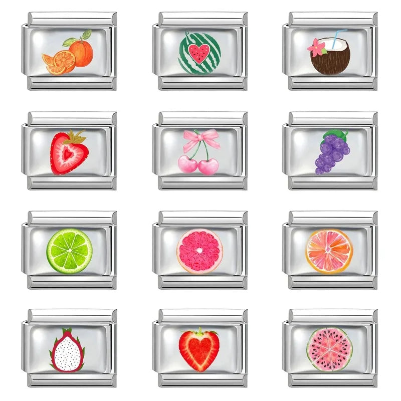 2025 Women's Fashion Colorful Flowers Sunflower Tulip Orchid Daisy Italian Charms Fit 9mm Stainless Steel Bracelet DIY Jewelry