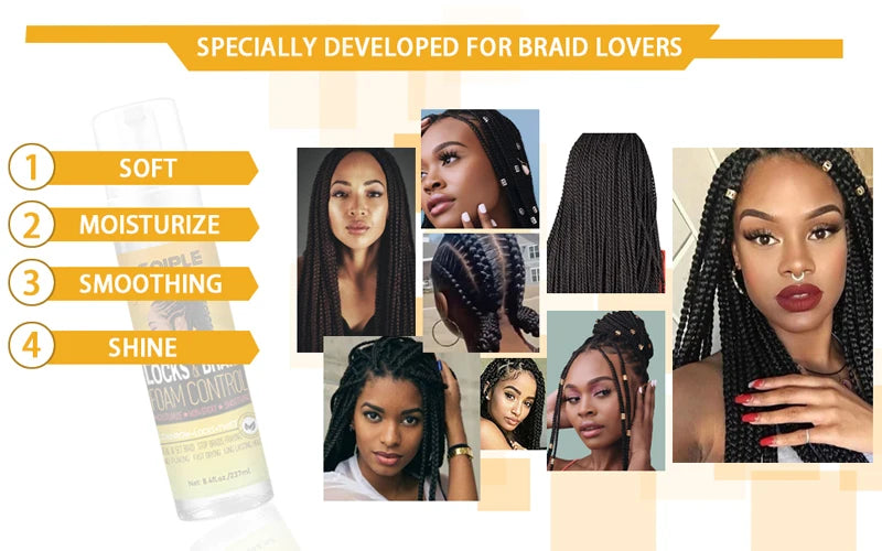 Braiding Gel Strong Hold Neat Braid Gel Hair Braid Gel for Braids Hair Mousse for Braids Styling Product Braid Mousse