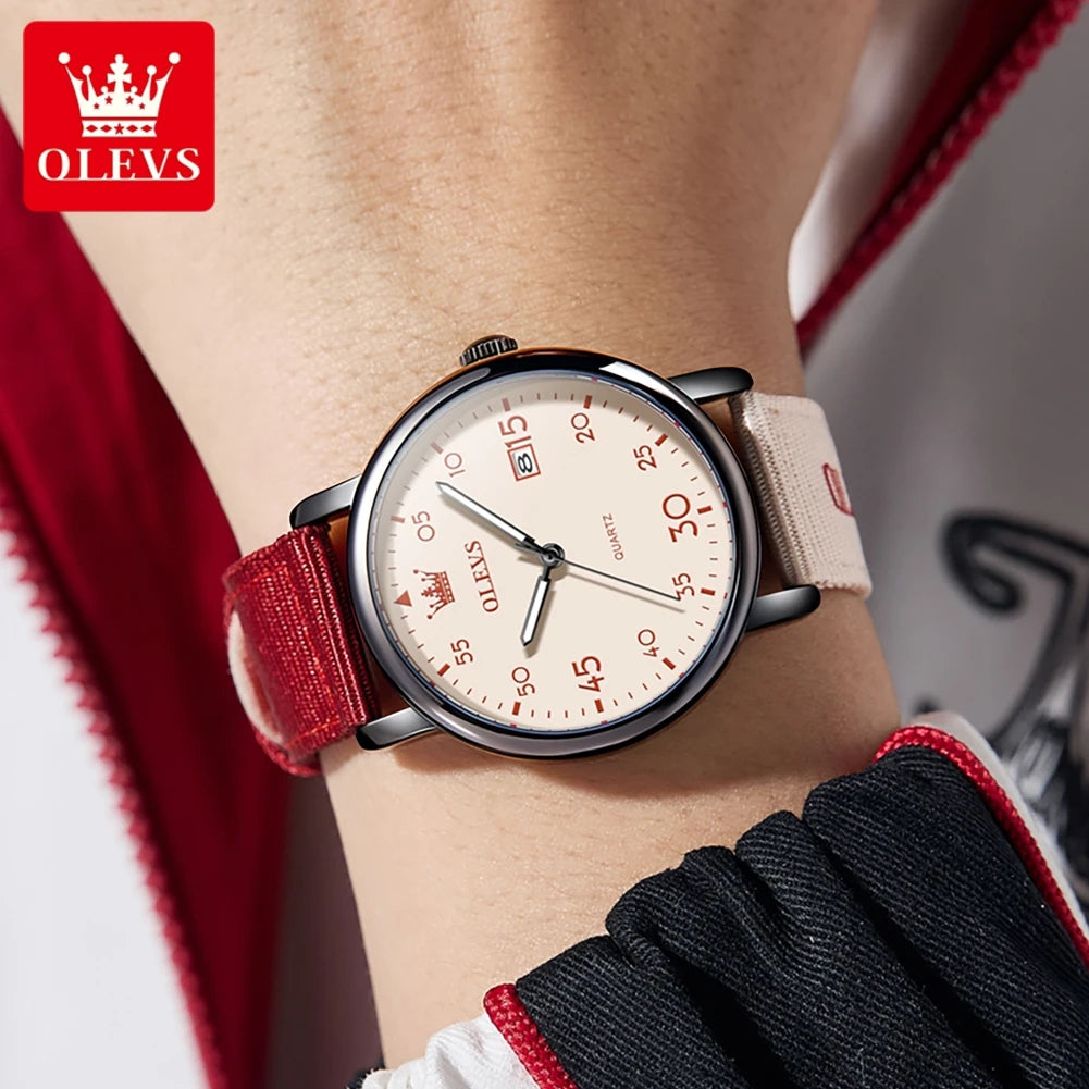 OLEVS 2997 Original Quartz Movement Student Fashion Watch Calendar Digital Dial Night Light Function 30m Waterproof Watch
