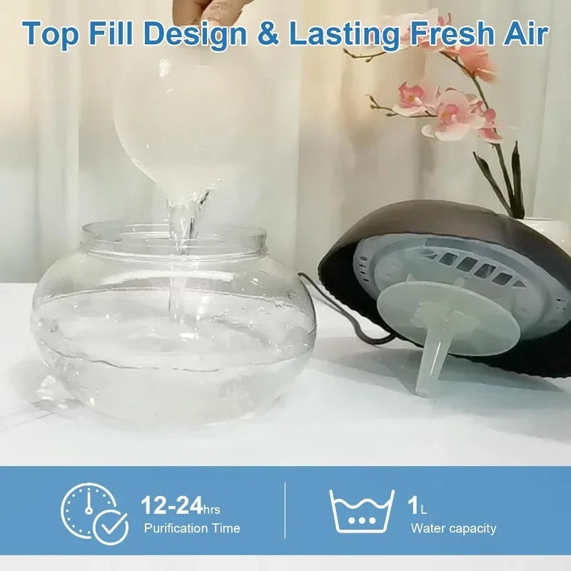 AC220V Water-Based Purifier Air Washer, Air Revitalizer & Freshener, Air Fresher with 7 LED Color for Rooms (Black)