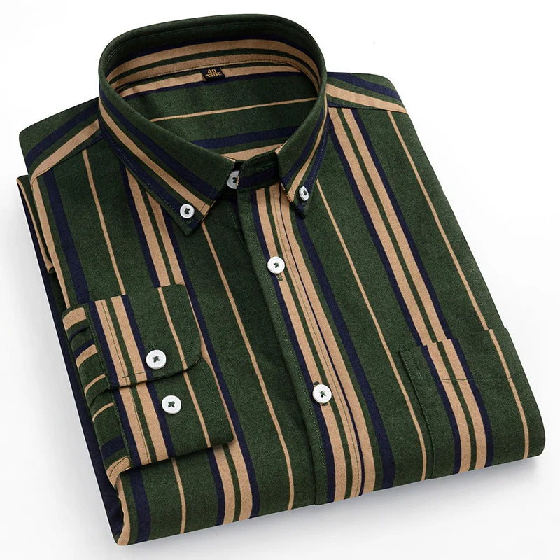 Men's Oxford Pattern Shirt Long Sleeve Big Size S-11XL Cotton Slim Fit Business Casual Traditional Shirts Easy Care Comfort