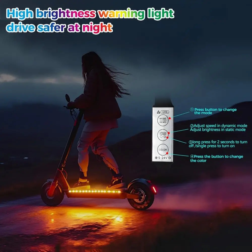 Creative Battery Powered Scooter LED Lights Multi-Color DIY Bicycle Ambient Light Dream Color Underglow Lights Night Riding