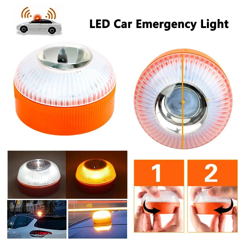 V16 Car Emergency Beacon Light USB Rechargeable Magnetic Induction Strobe Flashing Warning Light Help Flash Safety Signal Lamp