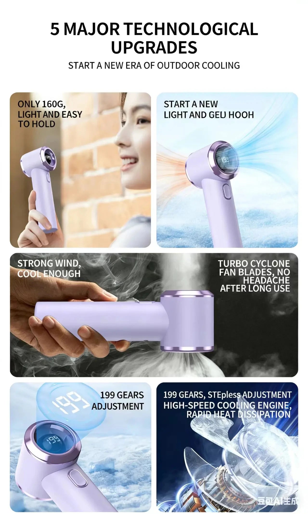 Powerful Mini Handheld Fan, Compact Portable Rechargeable Fan, High Speed Small Pocket Fan for Summer Travel Camping