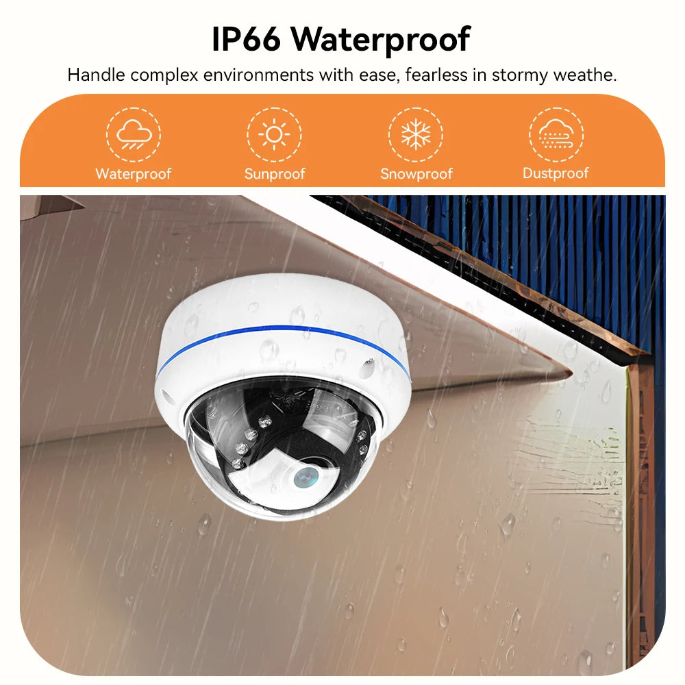 4K 8MP Ultra HD IP Camera Vandal-proof Waterproof Outdoor Dome Camera Nightvision nternal Audio Remote Access Xmeye Cloud H.265