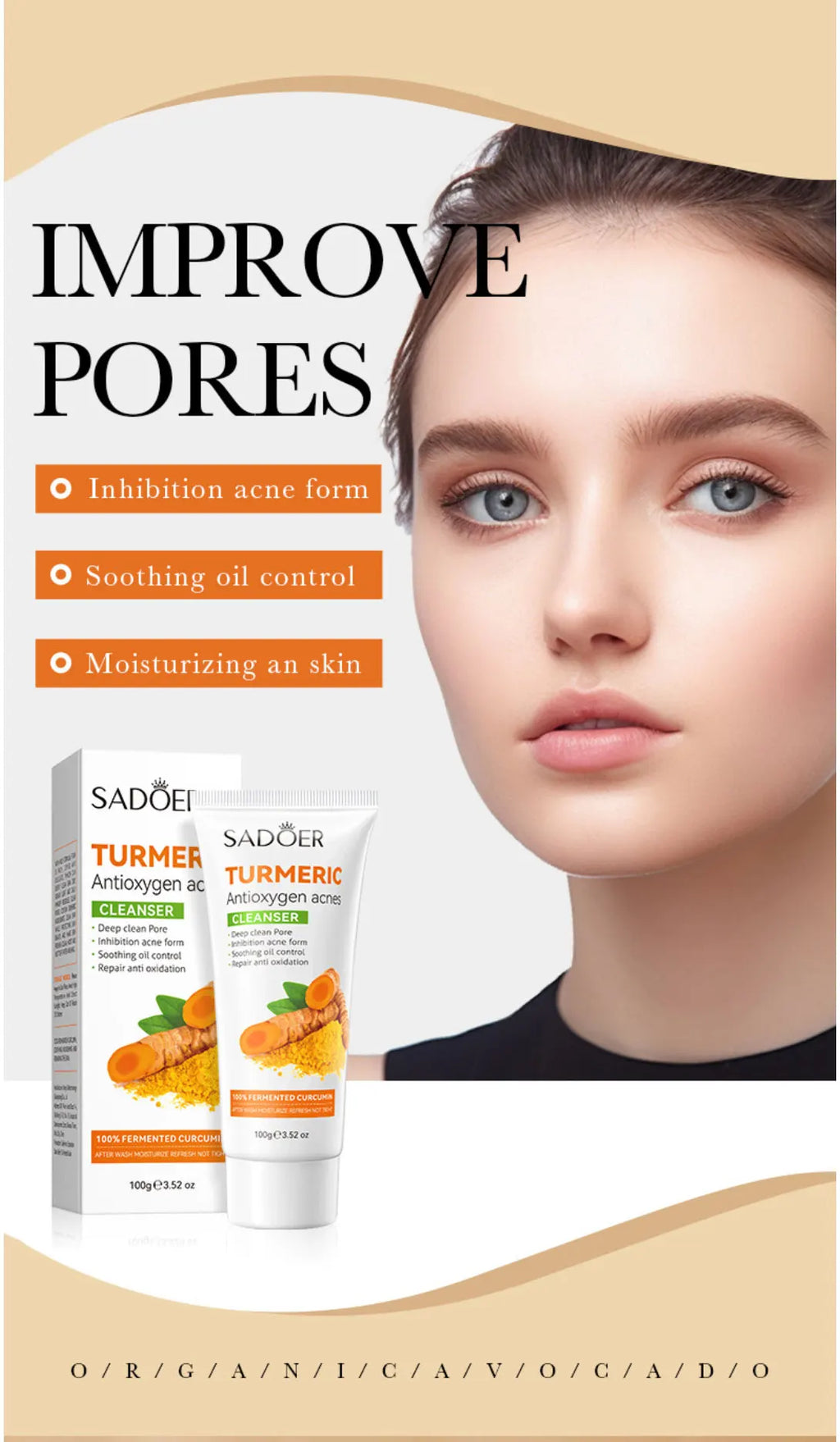 Turmeric Facial Cleanser: Antioxidant, Acne-Removing, Pore-Cleansing, Blackhead-Reducing, Oily Skin-Controlling, And Repairing.