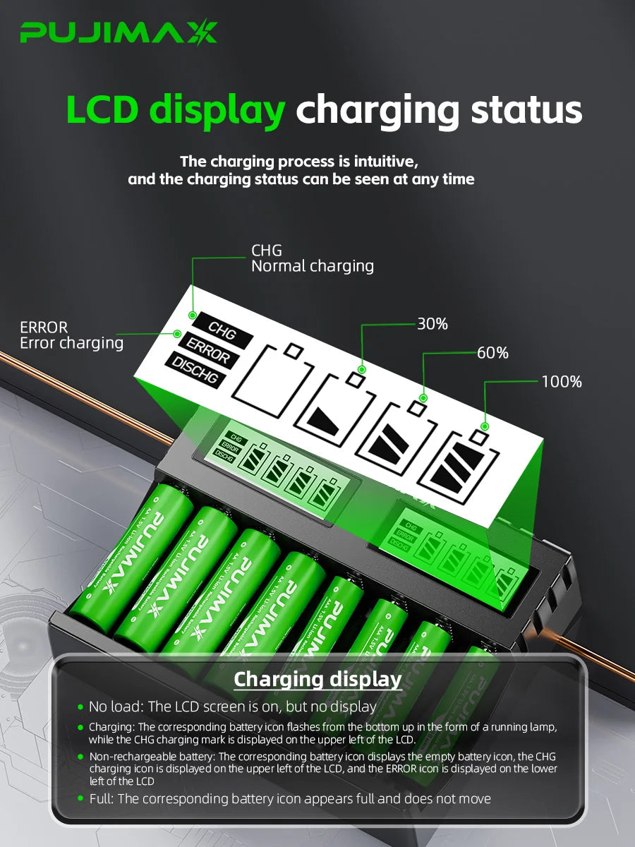 PUJIMAX AA/AAA 3400mWh 1100mWh 1.5V Li-Ion Rechargeable BatteryCharger Lithium Batteries For Mouse Flashlight Fan Game Machine