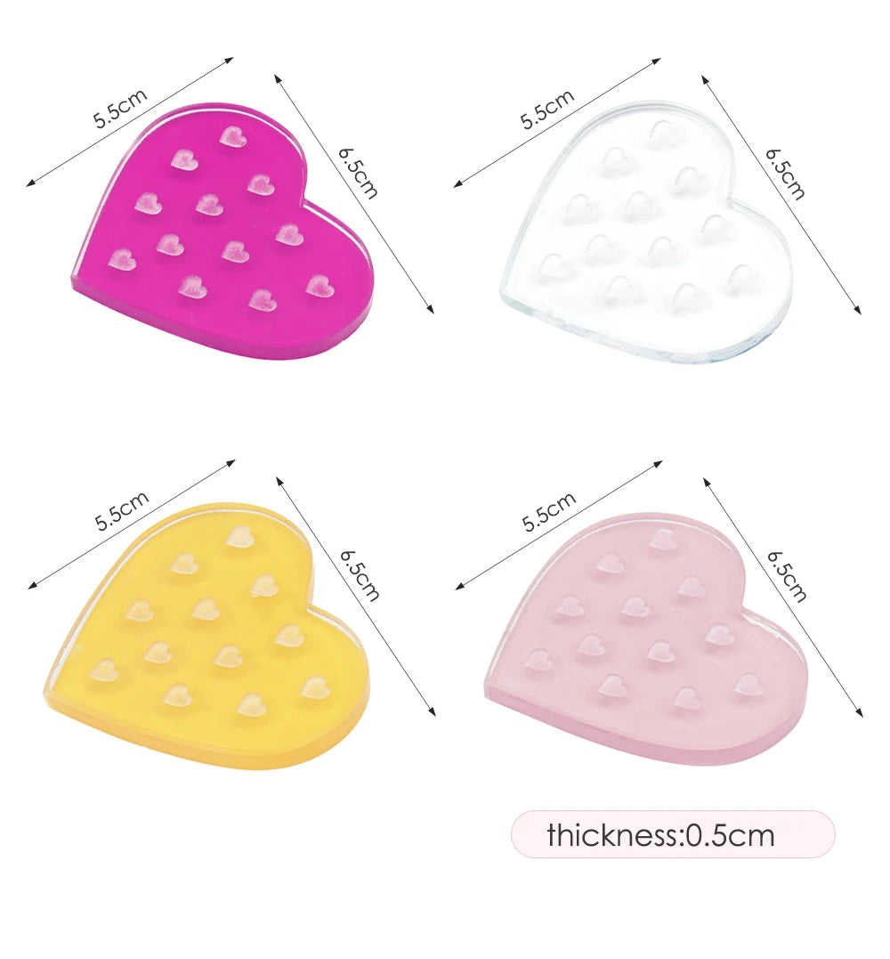 NATUHANA Color Heart Glass Gasket Eyelash Glue Stand Holder Pad Eyelashes Extension Adhesive Pallet Paste Glue Pad Makeup Tool
