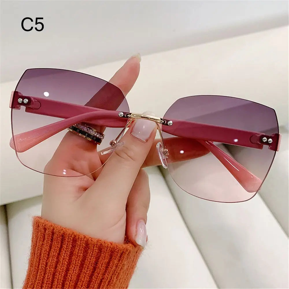 Vintage Rimless Sunglasses 2024 Women Gradient Sunglasses  Summer Shades Fashion UV400  Frameless Sun Glasses Ladies Eyeglasses