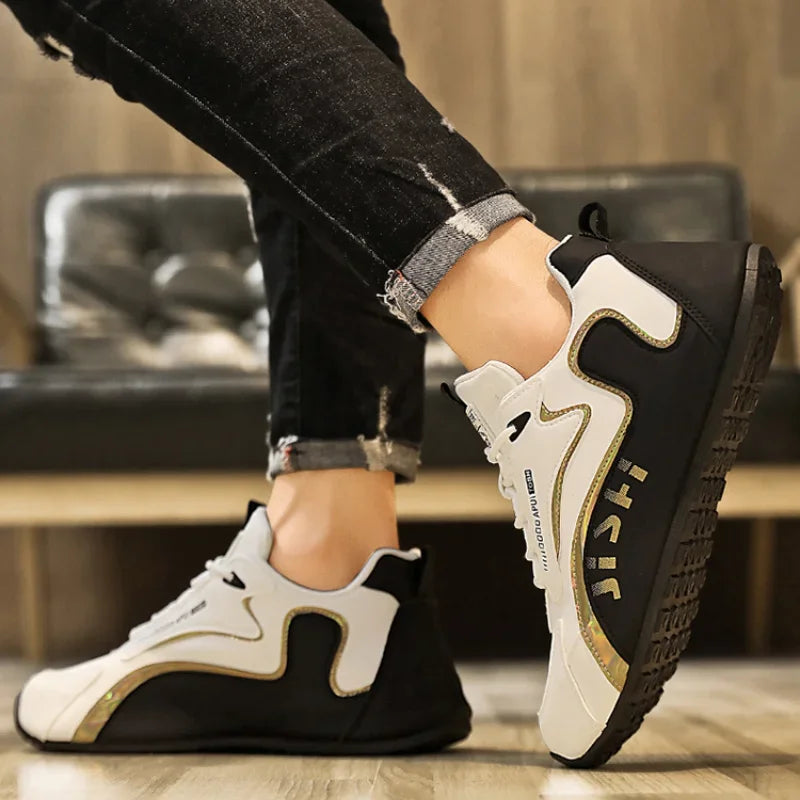 Men's PU Leather Waterproof Sneakers Casual Sports Shoes Mens Lightweight Breathable Flat Non-slip Tenis Shoes Zapatillas Hombre