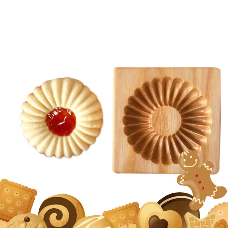 3D Cookie Baking Molds Wooden Gingerbread Mold Press Pumpkin Embossing Tools for Cake Decor DIY Kitchen Gadgets Cookies Moulds