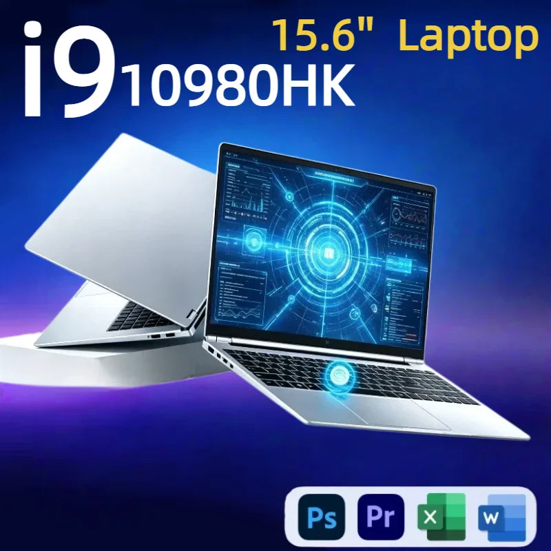 New Laptop 15.6 Inch 2026 Intel Core i9 10980HK Gaming Notebook 16GB RAM 2TB SSD Fingerprint Unlock For Office Pro Gaming