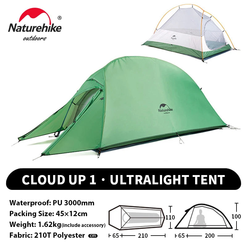 Naturehike Cloud Up 1 Upgraded Tent Ultralight Camping Tent Waterproof Outdoor Hiking Travel Tent Backpacking Cycling Tent