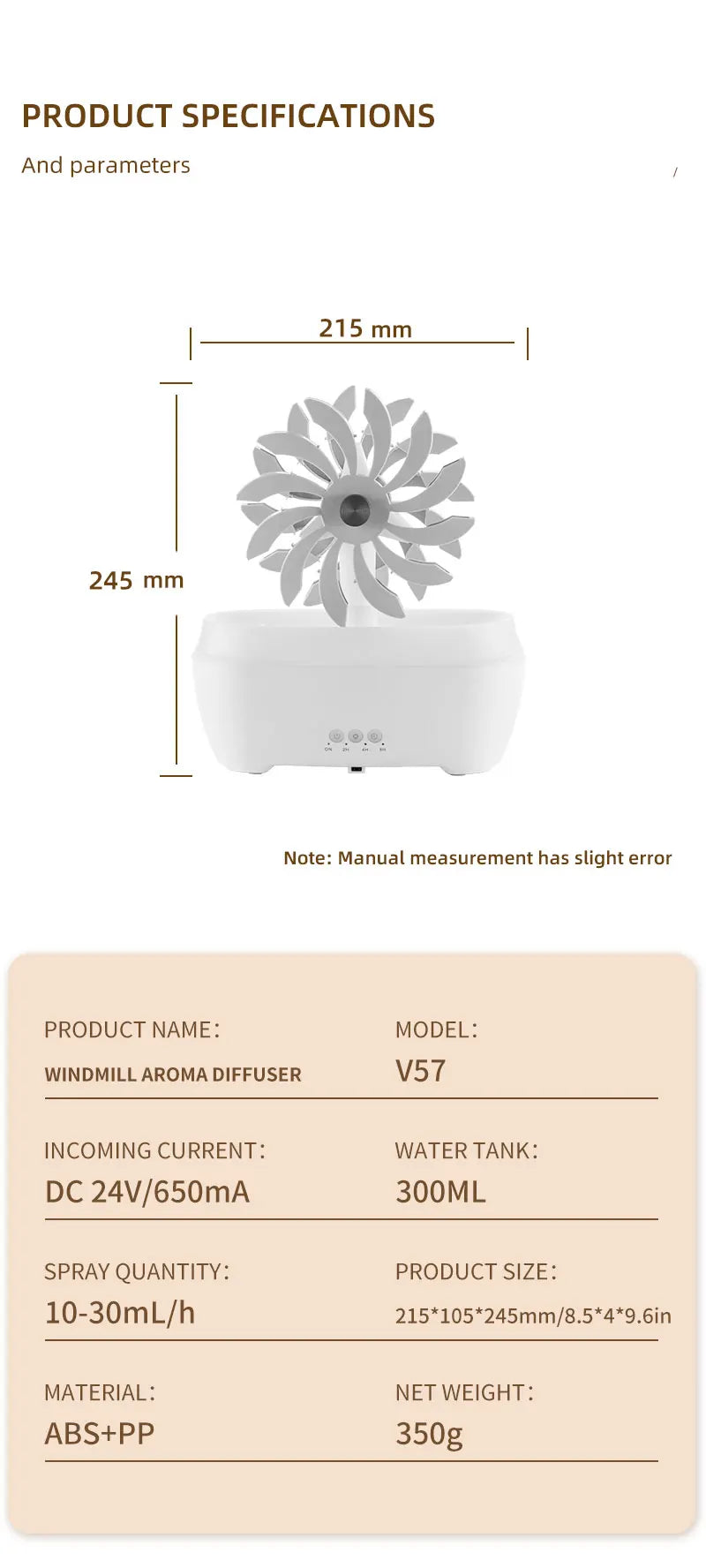 Hot Selling Windmill Aromatic 7 Led Color Air Humidifier  Home Portable Humidifier Ultrasonic Rain Drop Aroma Diffuser