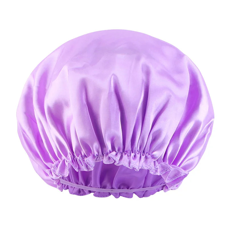 Solid Color Night Sleep Cap Women Elastic Satin Night Sleeping Hat Hair Care Bonnet Nightcap Makeup Head Wrap Cover Shower Cap