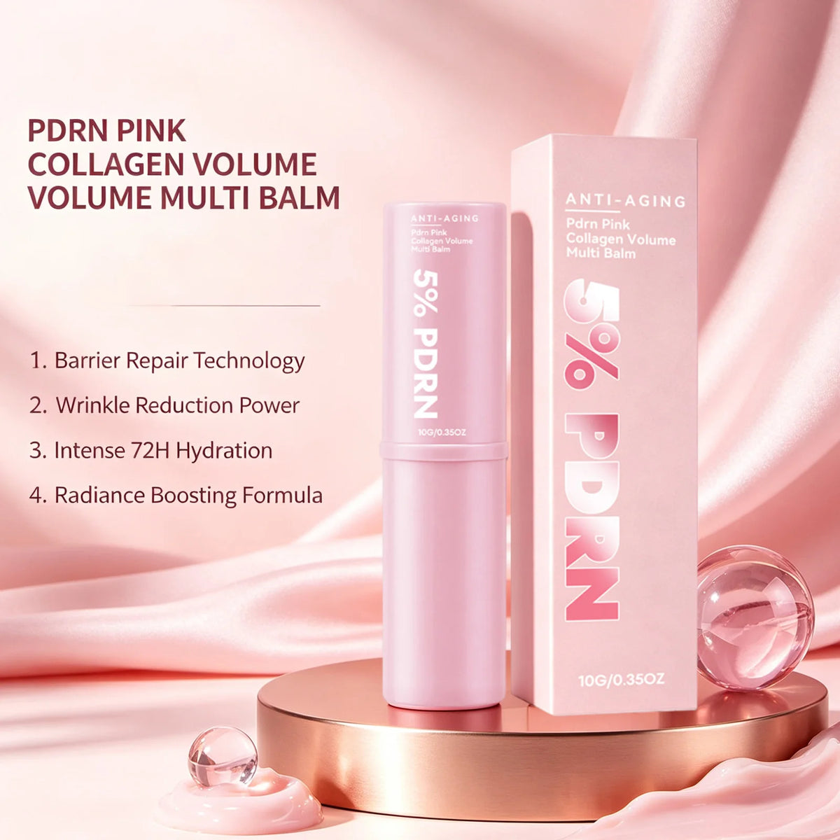 Eye & Face Skincare Duo Set Snail Mucin Anti Wrinkle Eye Cream Stick & PDRN Pink Collagen Volumer Multi Balm Firming Plump Care