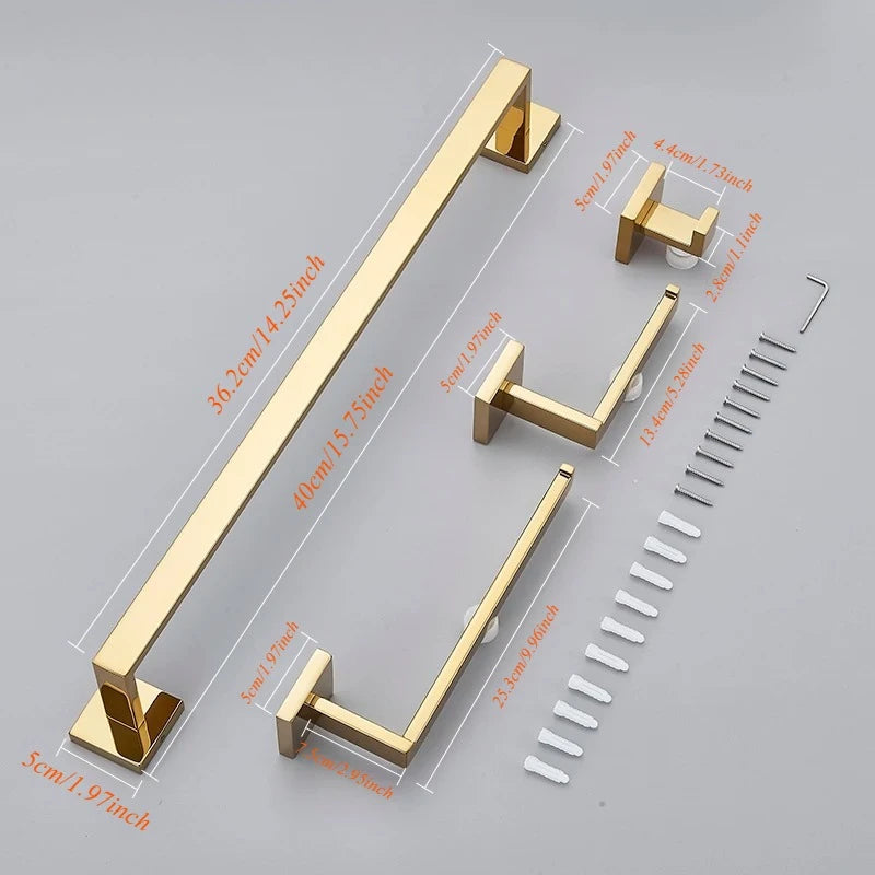 Stainless Steel Chrome Bath Hardware Set toilet accessories Chrome Towel Rack Toilet Paper Holder Towel Bar Bathroom Accessories