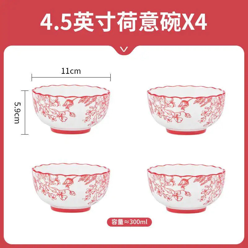 Modern Red Dinner Set Plates Luxury Designer Italian Round Plates Dinner Sets Ceramic Elegant Aparelho De Jantar Kitchen Dishes