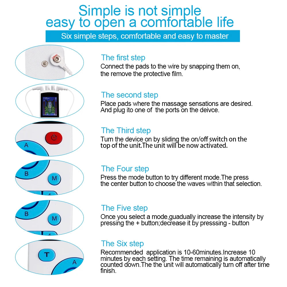 TENS Pulse Digital Muscle Massager 16 Modes 4 Outputs EMS Muscle Stimulation Digital Massage Relax Slimming Machine