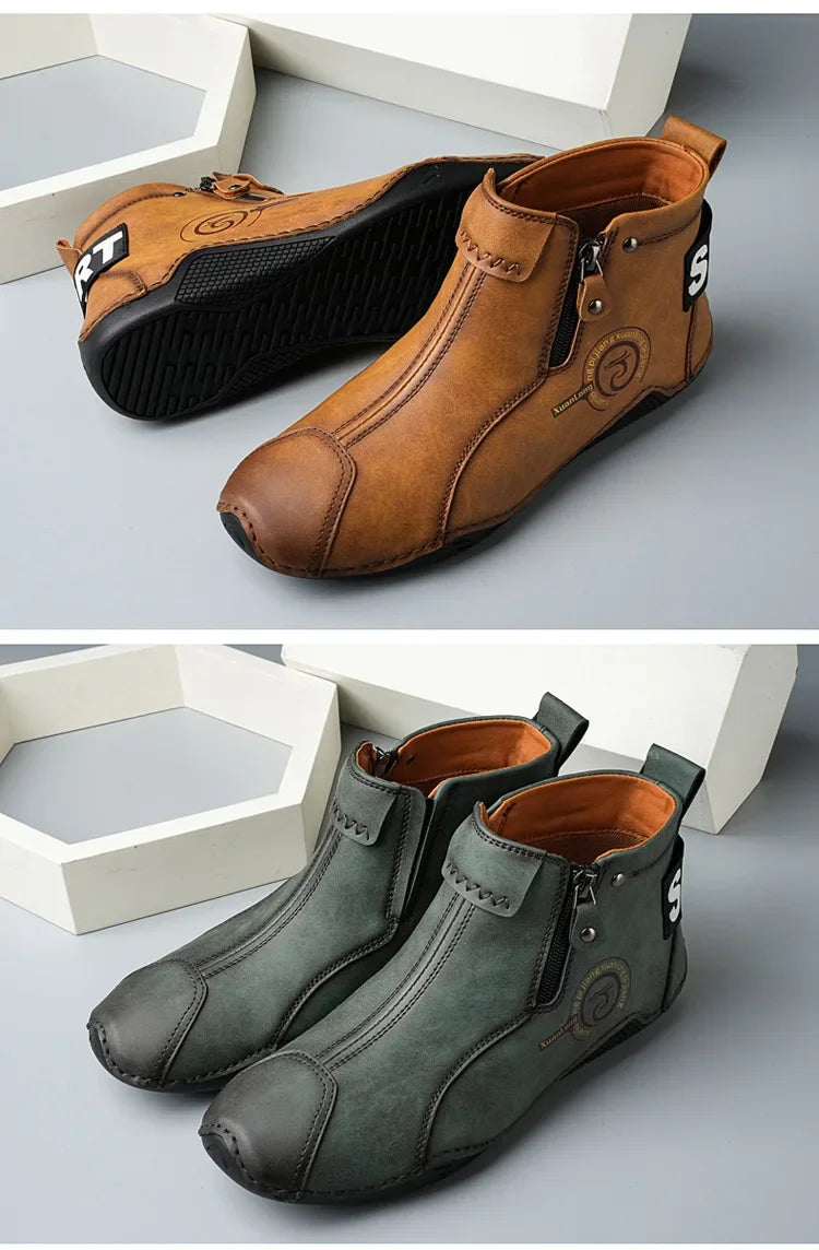 Autumn and Winter New Men's Short Boots  British Classic Retro Flat Bottom Cotton Shoes Outdoor Business Sports Casual Shoes