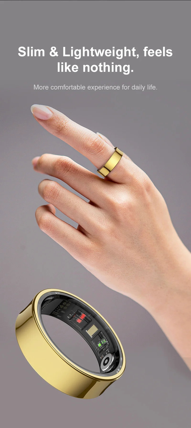 R09 Smart Ring Men Women With Charging Case,Health Sleep Monitor,Skin Temperature Monitor,60 Days Battery Life,5ATM Waterproof