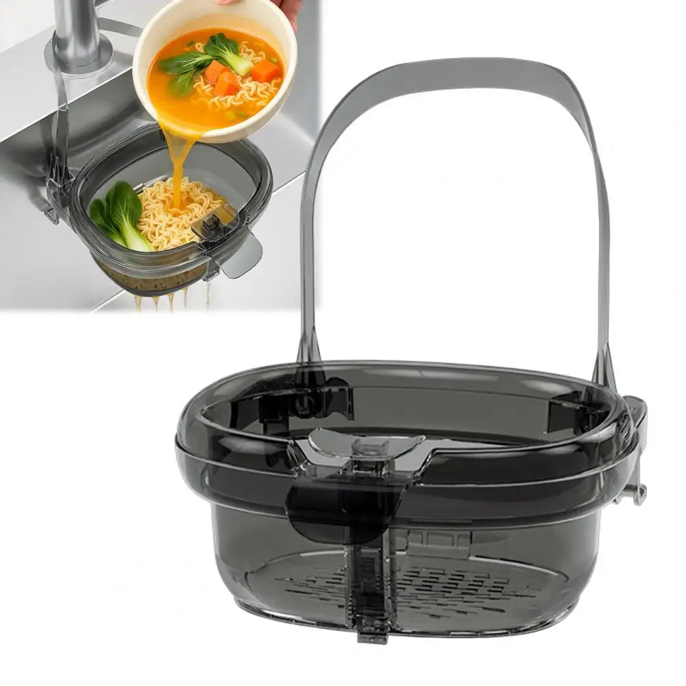 Kitchen Sink Garbage Organizer Hanging Sink Drain Basket with One-press Food Catcher Capacity Plastic Strainer Kitchen
