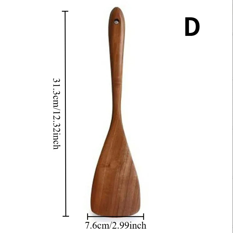 Wooden kitchen utensil cooking set, household spatula spoon set, salad spoon fork, mixing spoon, kitchen baking set