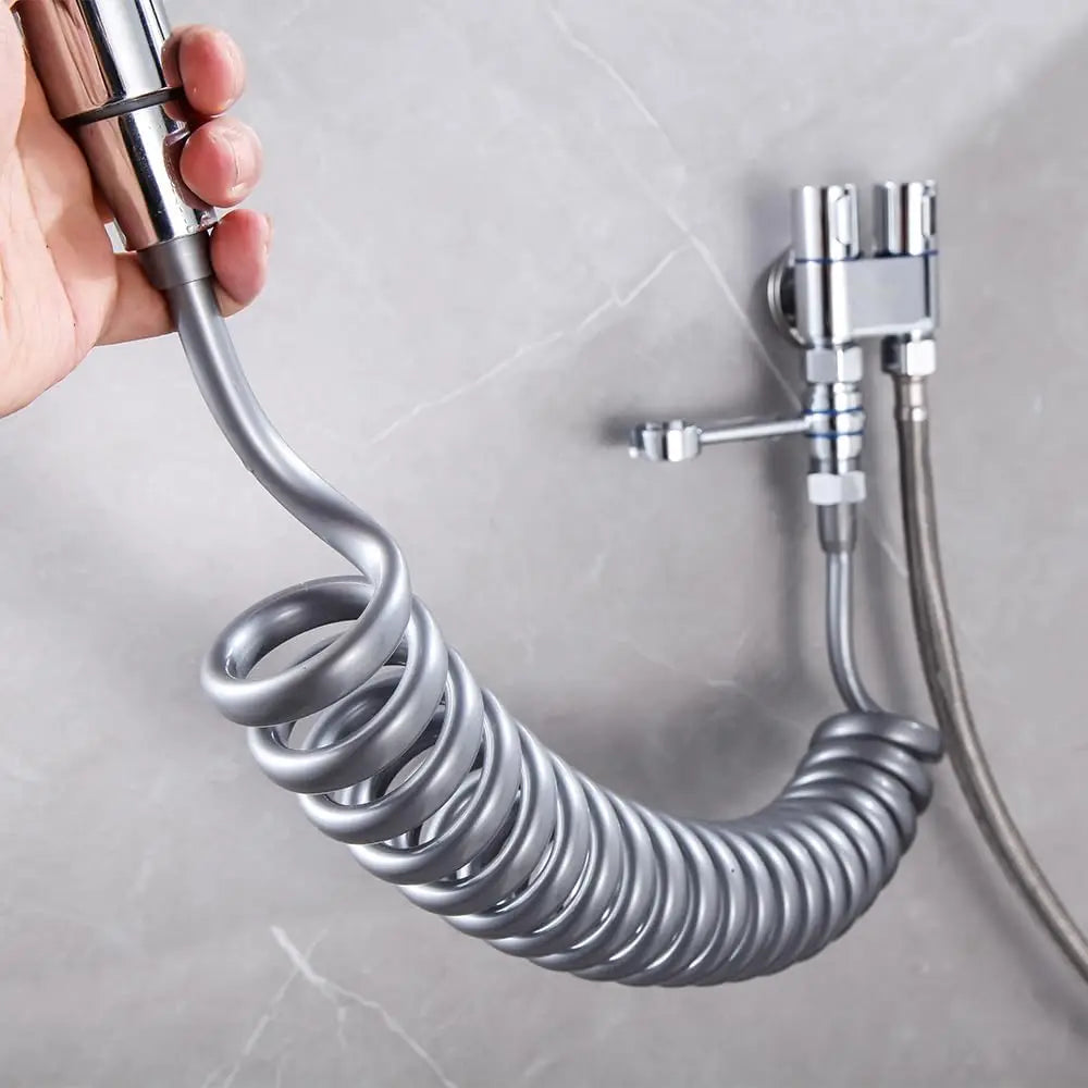 Toilet Bidet Spring Hose Flexible Shower Tube Anti-twist & Stretchable Water Plumbing Spiral Flexible Shower Hose 1.5/2/3/5M