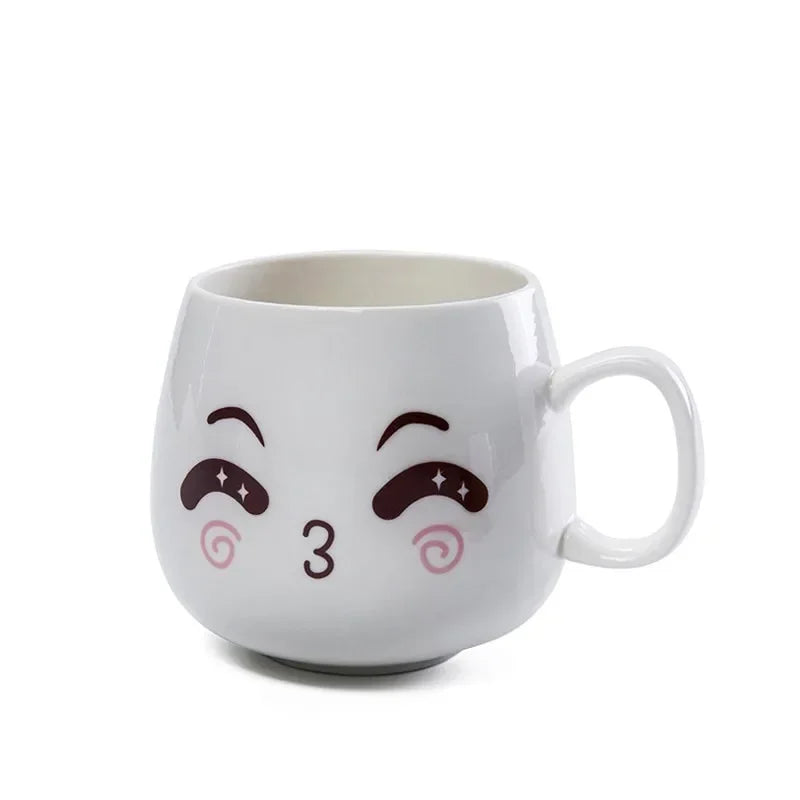 Modern simplicity Creative Ceramic Mugs Cute Cartoon Face Expression Water Container Lover Coffee Mugs Travel cute cup gift